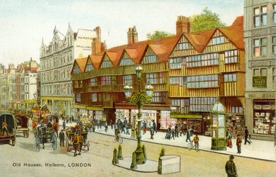 Vecchia Casa, Holborn, Londra (litografia a colori) da English School