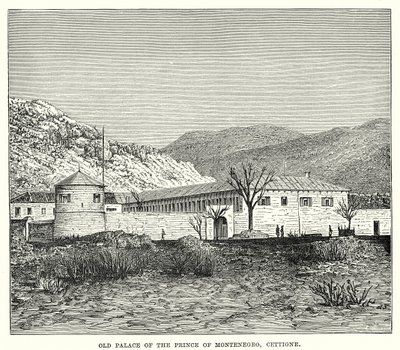 Antico Palazzo del Principe di Montenegro, Cettigne (incisione) da English School