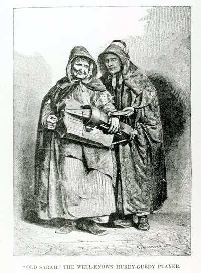 Vecchia Sarah, la famosa suonatrice di organetto, c.1840 da English School
