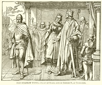 Vecchi tipi svevi. Ernesto di Svevia davanti a Corrado II a Ingelheim da English School