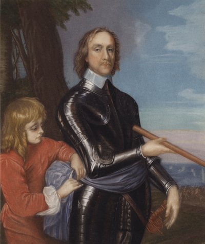 Oliver Cromwell (litografia a colori) da English School
