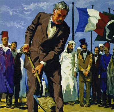 Il 25 aprile 1859, de Lesseps rovesciò la prima pala di terra del Canale di Suez da English School