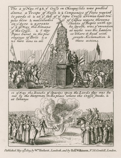 Il 2 maggio 1643 la croce a Cheapside, Londra, fu abbattuta da English School