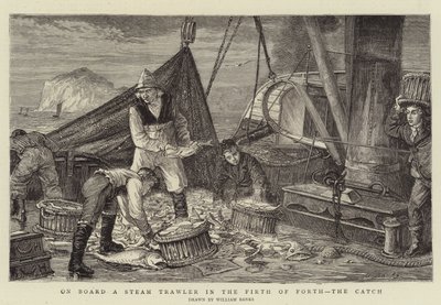 A bordo di un peschereccio a vapore nel Firth of Forth, la cattura da English School