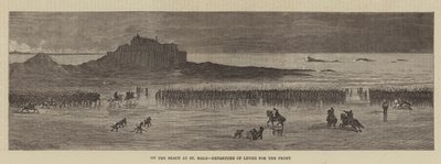 Sulla Spiaggia di St Malo, Partenza delle Reclute per il Fronte (incisione) da English School