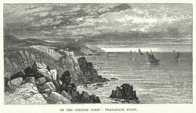 Sulla costa della Cornovaglia: Punta Pradanack (incisione) da English School