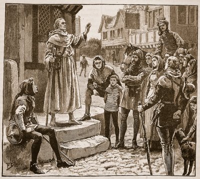 Uno dei poveri preti di Williams predica al popolo, illustrazione da Cassells Illustrated History of England da English School