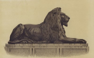 Una delle statue di leone di Trafalgar Square, Londra da English School
