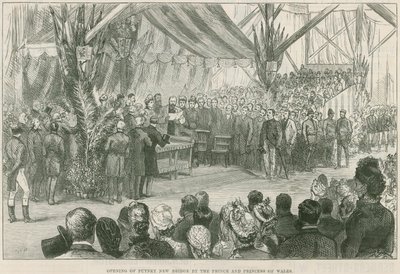 Inaugurazione del nuovo ponte sul fiume Tamigi a Putney da parte del Principe e della Principessa del Galles da English School