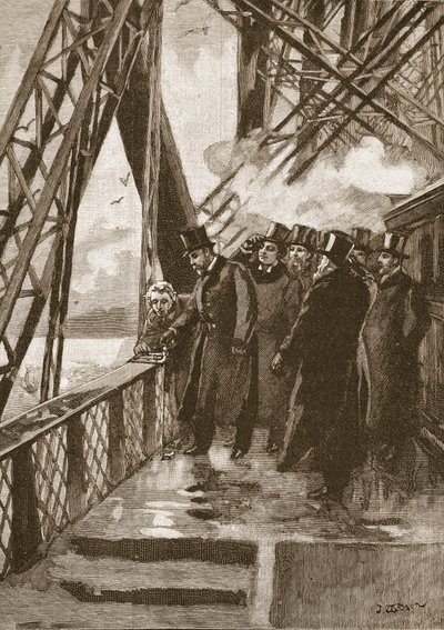 Inaugurazione del Ponte di Forth da parte del Principe di Galles, 4 marzo 1890, illustrazione da Cassells Illustrated History of England da English School