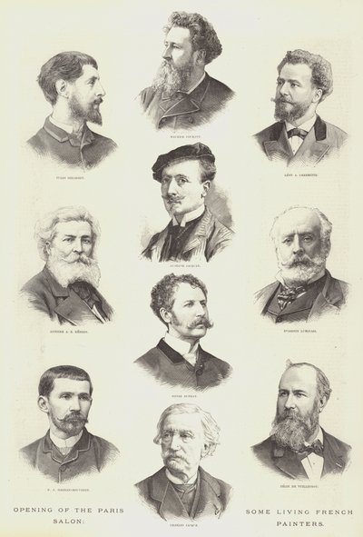Apertura del Salon di Parigi, alcuni pittori francesi viventi (incisione) da English School