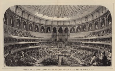 Inaugurazione della Royal Albert Hall of Arts and Sciences da Sua Maestà, 29 Marzo 1871 (incisione) da English School