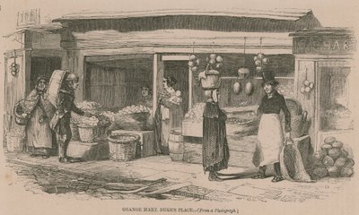 Mercato delle arance a Dukes Place, Londra da English School