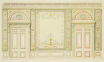 Porte ornate e decorazione murale, nello stile di Robert Adam (1728-92) da English School