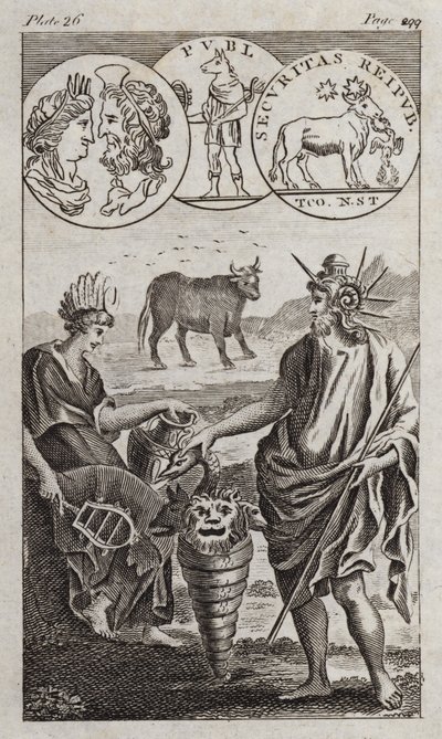 Osiride, Apis, Serapide (incisione) da English School
