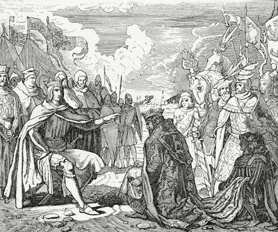 Ottocaro II di Boemia rende omaggio a Rodolfo I, re di Germania nel 1276, 1882 da English School