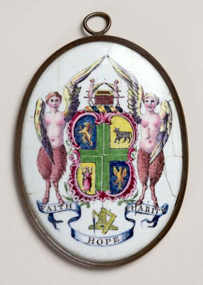 Placca ovale con distintivo dei Massoni (smalto) da English School