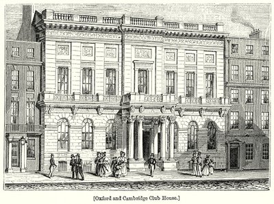 Club House di Oxford e Cambridge (incisione) da English School