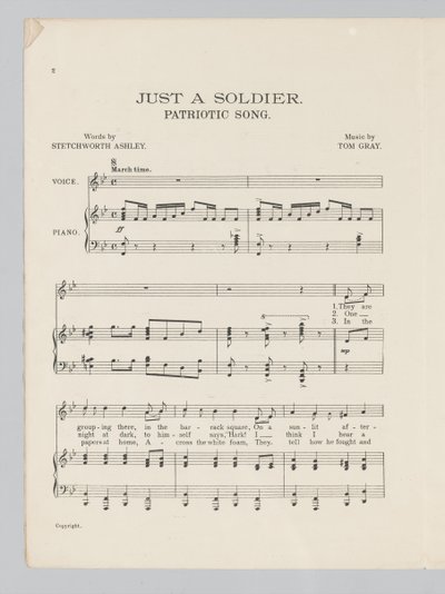 Pagina 2 di uno spartito musicale per la canzone Just a Soldier da English School