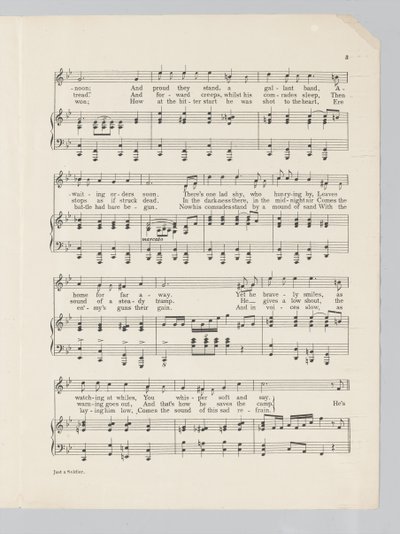 Pagina 3 di uno spartito musicale per la canzone Just a Soldier da English School
