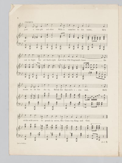 Pagina 4 di uno spartito musicale per la canzone Just a Soldier da English School