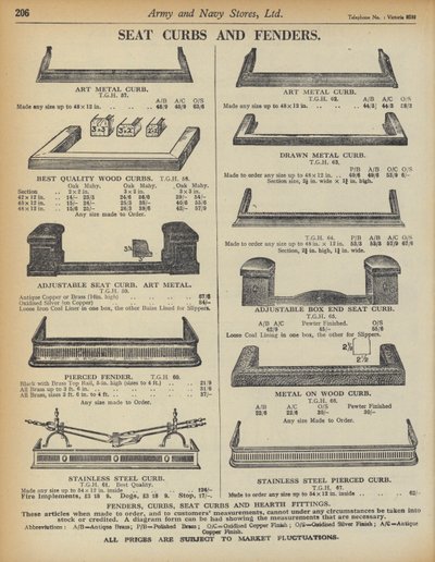 Pagina dal catalogo Army and Navy Stores da English School