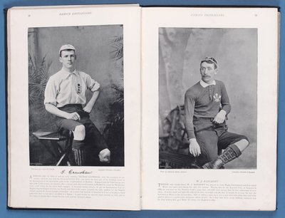 Pagina da Famous Footballers 1895-96, con Thomas Crawshaw e William Bancroft, 1896 da English School