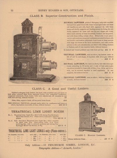 Pagina dal nuovo catalogo di Henry Hughes & Son da English School