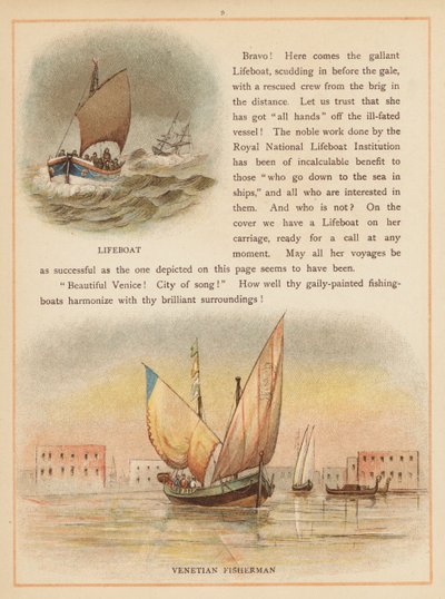 Pagina da Le barche del mondo, fine del XIX secolo (litografia a colori) da English School