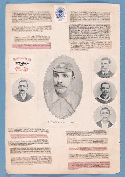 Pagina di un album di ritagli compilato da Nat Whittaker durante la stagione 1895-96 da English School