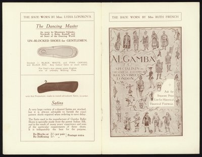 Pagine dal catalogo delle famose scarpe da balletto di Milano di Gamba (litografia) da English School