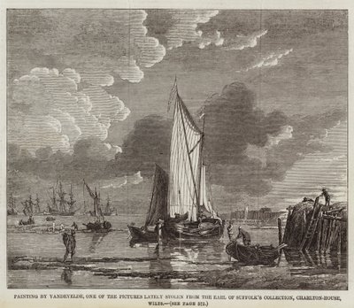 Dipinto di Vandevelde, uno dei quadri recentemente rubati dalla collezione del Conte di Suffolk, Charlton-House, Wilts da English School