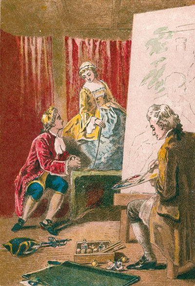 Dipinto del ritratto di famiglia da English School