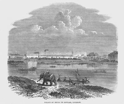 Palazzo di Shuja Ud Dowlah, Lucknow (incisione) da English School