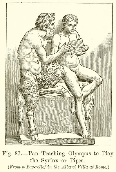 Pan insegna a Olympus a suonare la siringa o flauto da English School