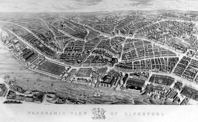Vista panoramica di Liverpool, dopo un acquerello di Ackerman, 1847 da English School