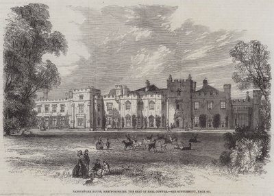 Panshanger House, Hertfordshire, la Residenza del Conte Cowper (incisione) da English School