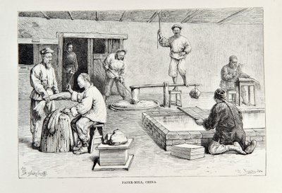 Cartiera, Cina, illustrazione da La Geografia Universale, la Terra e i suoi abitanti di Elisee Reclus, pubblicato nel 1878 da English School