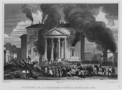 Parigi, Incendio della Barriera St Denis, 29 luglio 1830 da English School