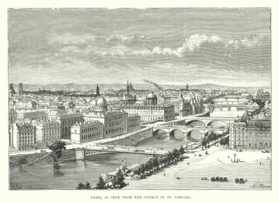Parigi, vista dalla Chiesa di San Gervasio (incisione) da English School