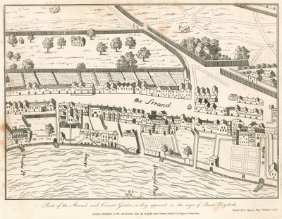 Parte di The Strand e Covent Garden, Londra, come apparivano durante il regno della regina Elisabetta da English School