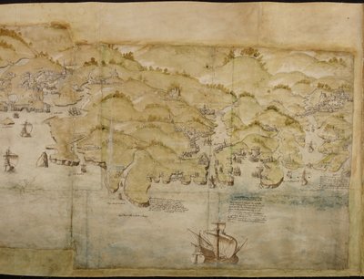Parte di una mappa panoramica della costa da Land