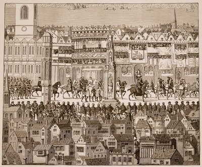 Parte della processione di incoronazione di Edoardo VI, 1547, da un acquerello del XVI secolo da English School