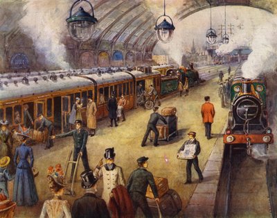 Passeggeri sulla piattaforma prima della partenza del treno da English School