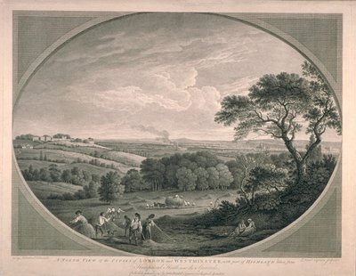 Veduta pastorale delle città di Westminster con parte di Highgate, 1780 da English School