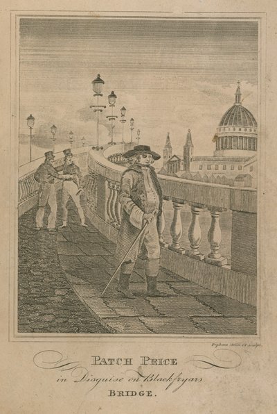 Patch Price travestito sul ponte di Blackfryars da English School
