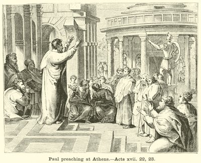 Paolo predica ad Atene, Atti, xvii, 22, 23 da English School