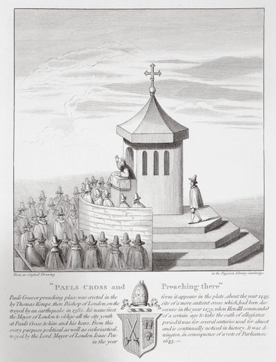 Pauls Cross e predicazione lì, 1809 da English School