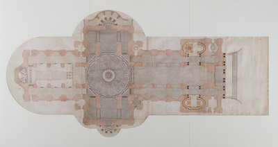 Piano di pavimentazione della Cattedrale di San Paolo, come eseguito, c.1710 da English School