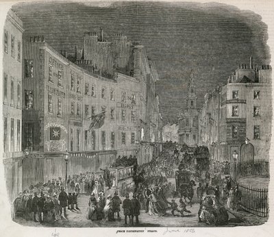 Illuminazione della pace, The Strand, giugno 1856 da English School